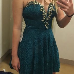 Green/Blue/Gold homecoming dress